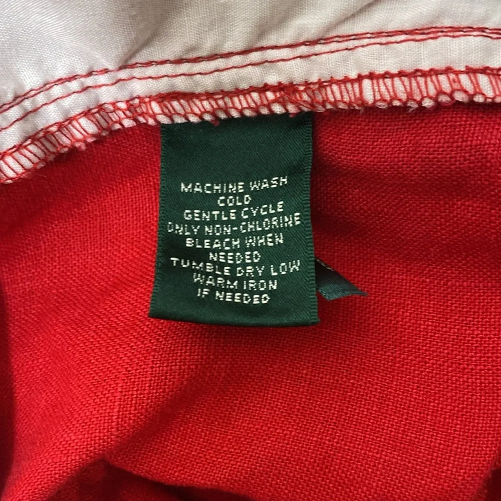 Lauren Ralph Lauren Shorts Women's 8 Red 100% Linen Drawstring‎ Casual Coastal